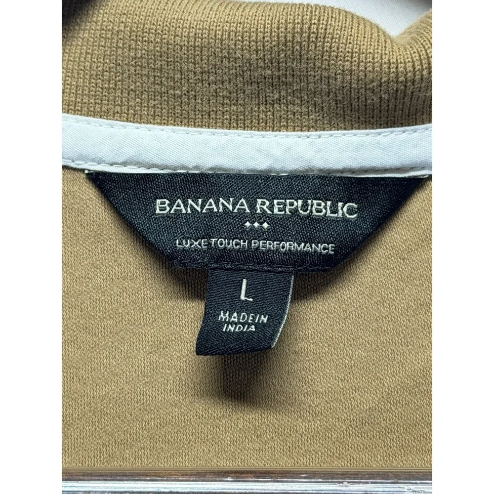 Banana Republic Luxe Touch Performance Polo‎ Shirt Mens Large Camel Golf Tennis